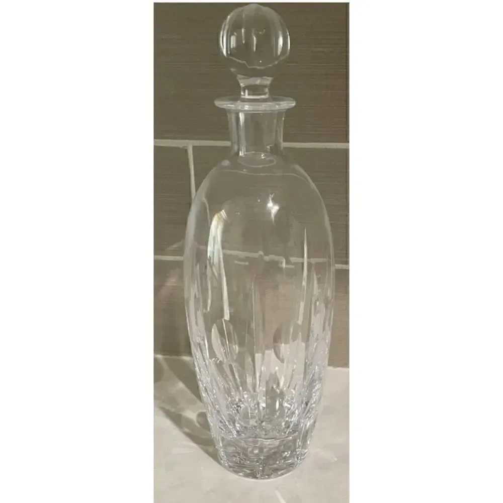 Pottery Barn Crystal Round Cut Decanter / New